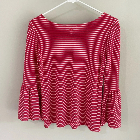 Tyler Boe Scoop Viscose Bell Sleeve Striped Top - Red/White - Picture 6 of 8